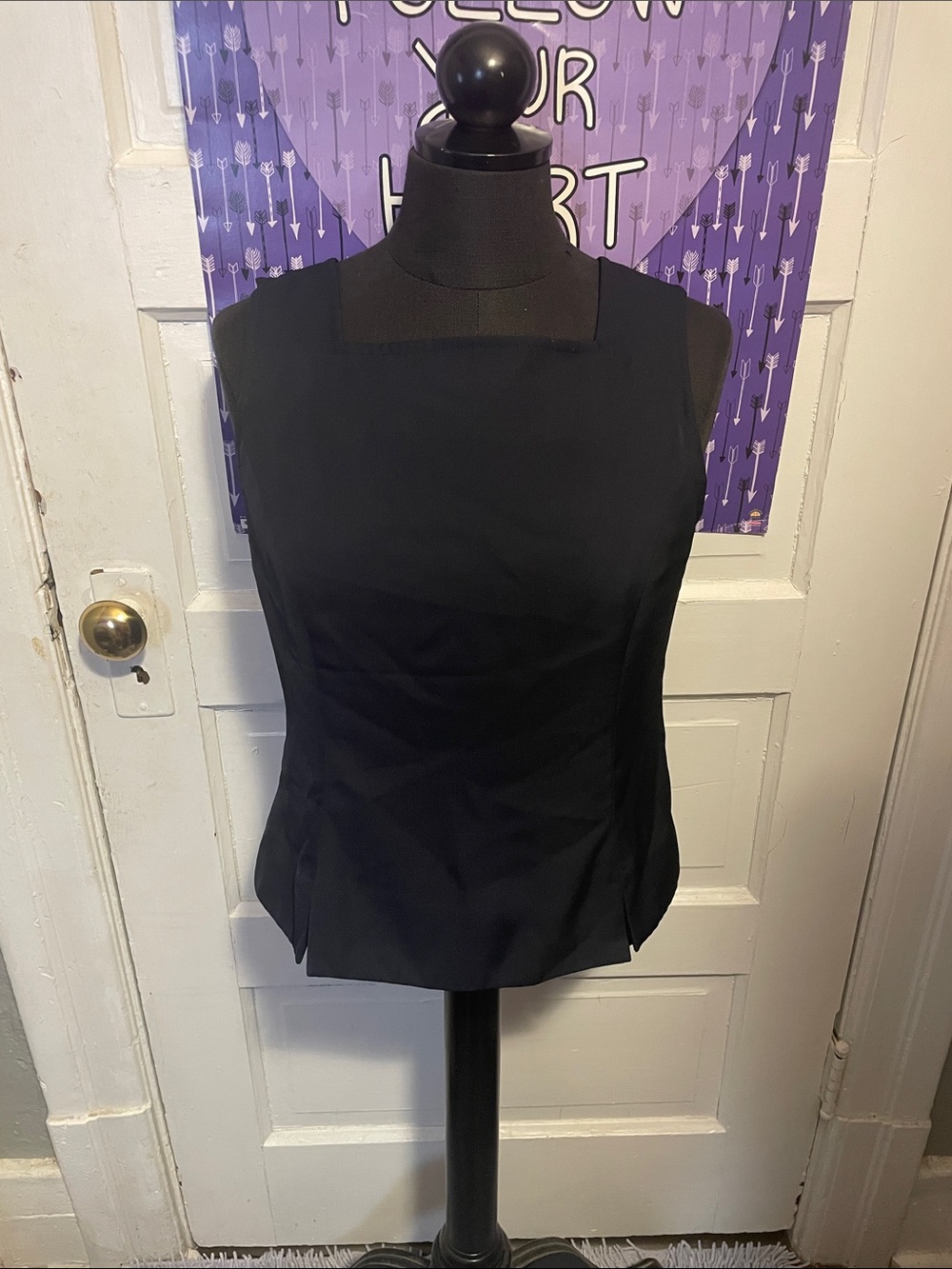 Classic Black Square-Neck Sleeveless Blouse